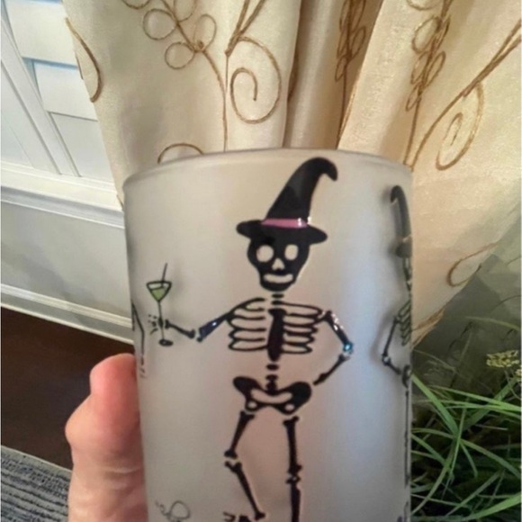 ALBERTO CULVER HALLOWEEN SKELETON OLD FASHION BAR DRINK GLASSES - Picture 6 of 6